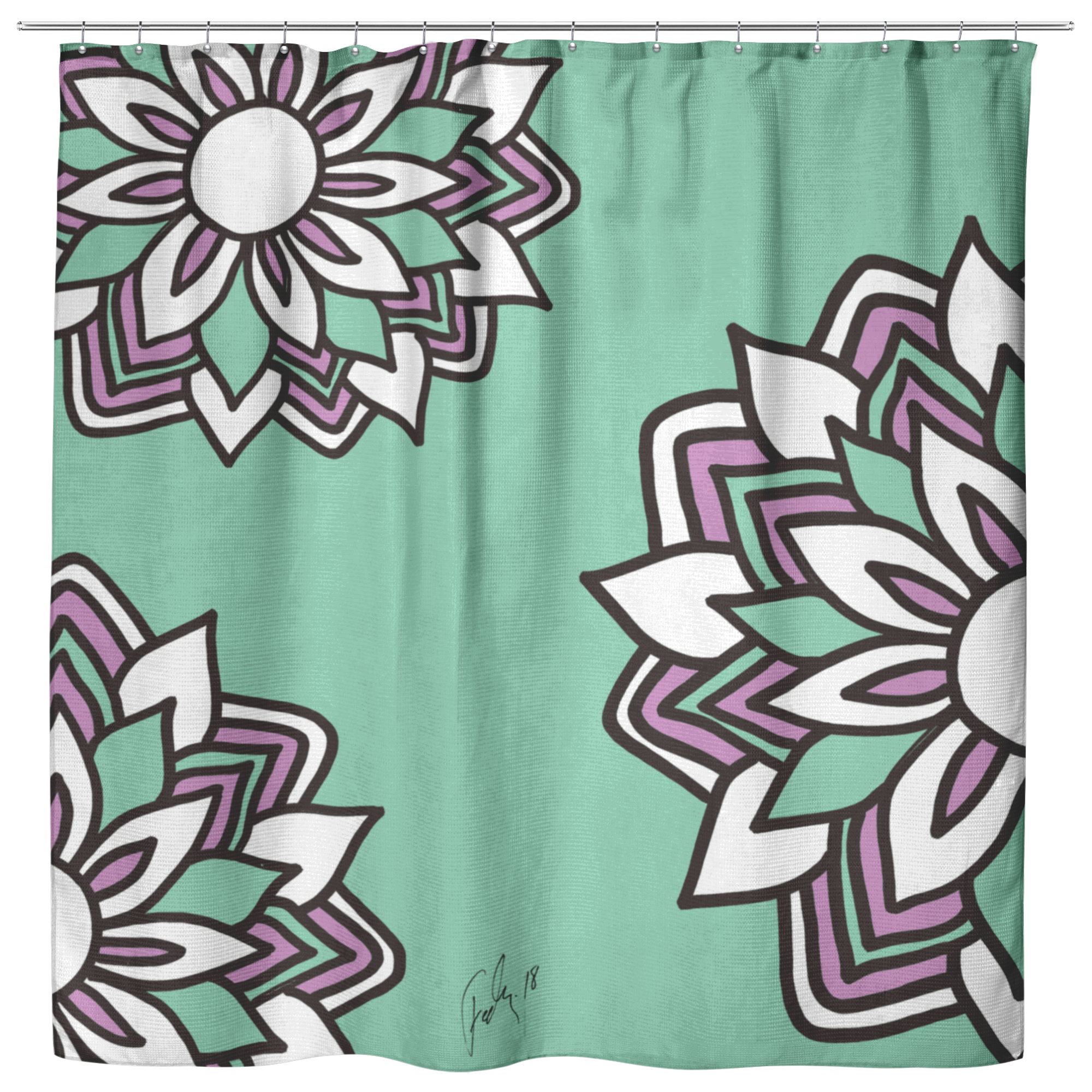 Smiling Flowers | Cloth Shower Curtain